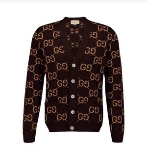 Gucci Brown GG Pattern Men's Cardigan